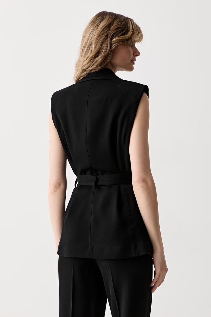 Дрехи Marciano by Guess елек с двуредно закопчаване дамски с вискоза RASHIDA G6YN07.W3217 черен