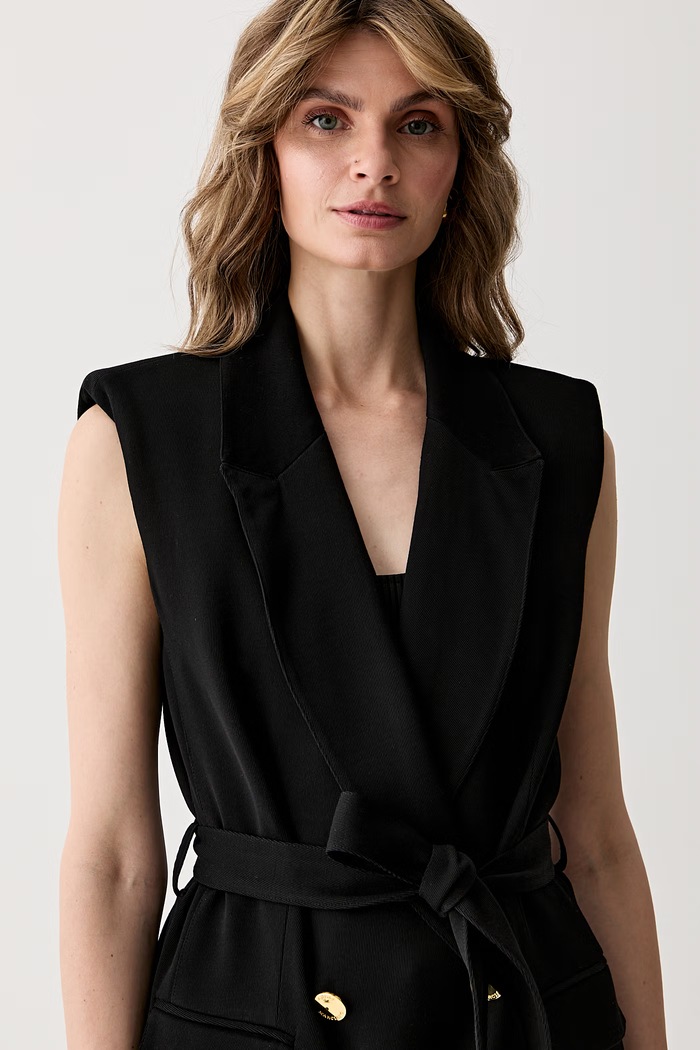 Marciano by Guess елек с двуредно закопчаване дамски с вискоза RASHIDA черен G6YN07.W3217