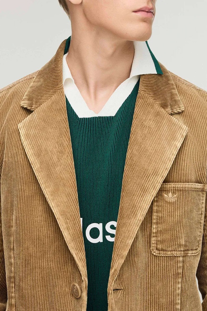 X SFTM giacca monopetto in velluto a coste da uomo adidas Originals LF5237 marrone