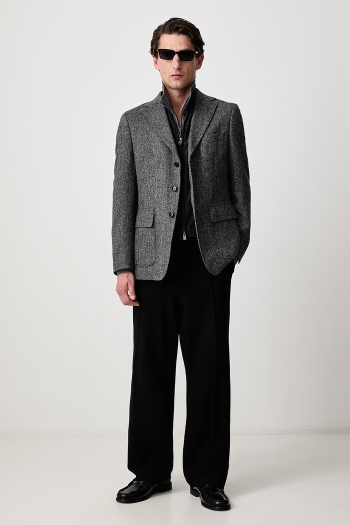 BOSS Sako za muškarce od vune H-Hutson-Bib-Fl-264 50572013 siva AW26
