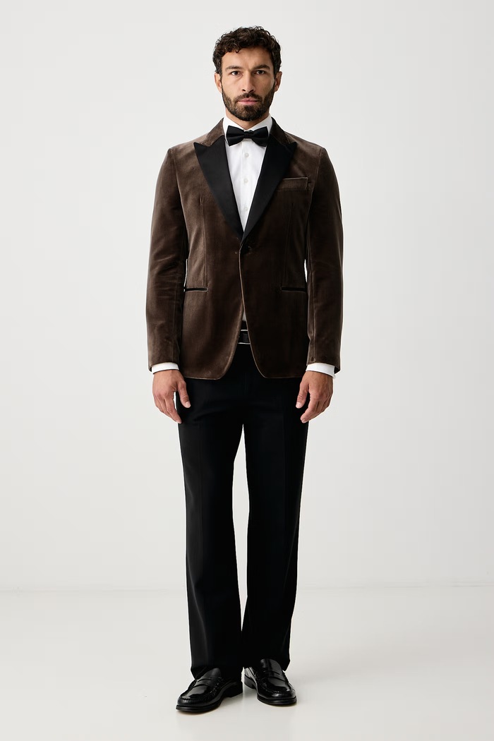 BOSS Marynarka jednorzędowa męska welurowa H-Hutson-Tux-Pk-264 50571975 zielony AW26