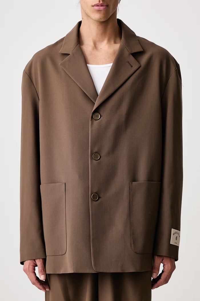 Marynarka jednorzędowa męska z wełną MM6 Maison Margiela brązowy SH0BN0034.M36020