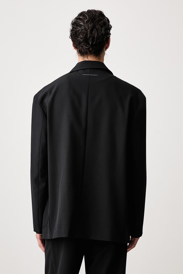 Odzież MM6 Maison Margiela Marynarka jednorzędowa męska z wełną SH0BN0034.M36020 czarny