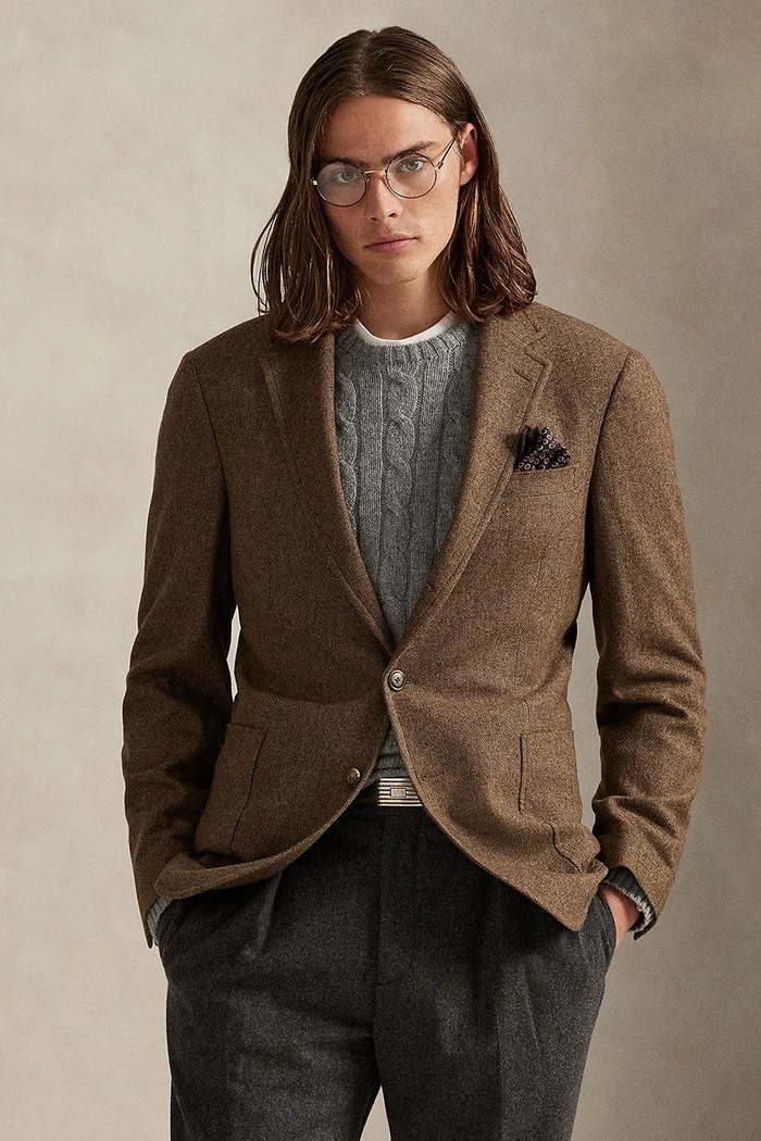 Polo Ralph Lauren marynarka jednorzędowa męska z wełną brązowy 715982982