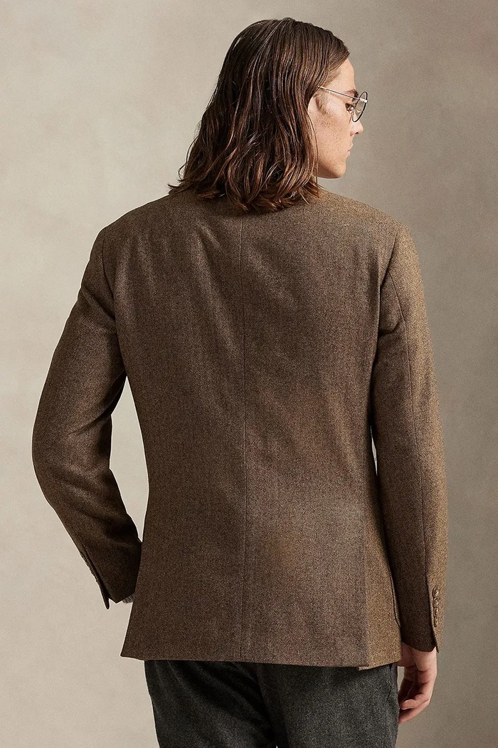 Polo Ralph Lauren marynarka jednorzędowa męska z wełną 715982982 brązowy AW26