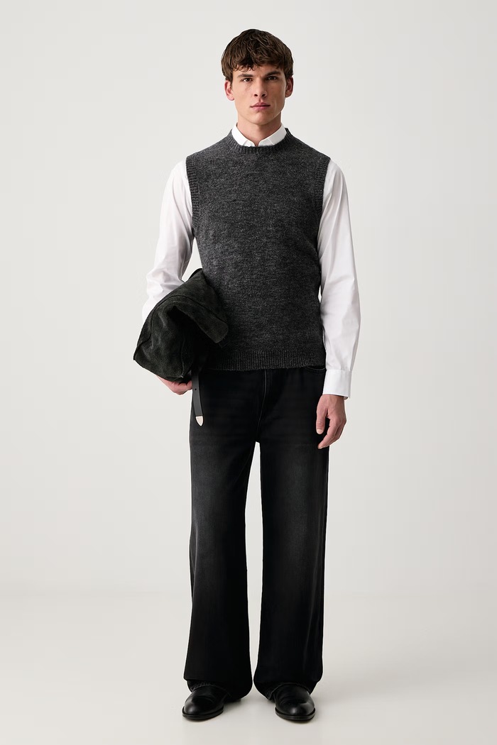 United Colors of Benetton Telovnik moški z volno 1Y91U10BR siva AW26