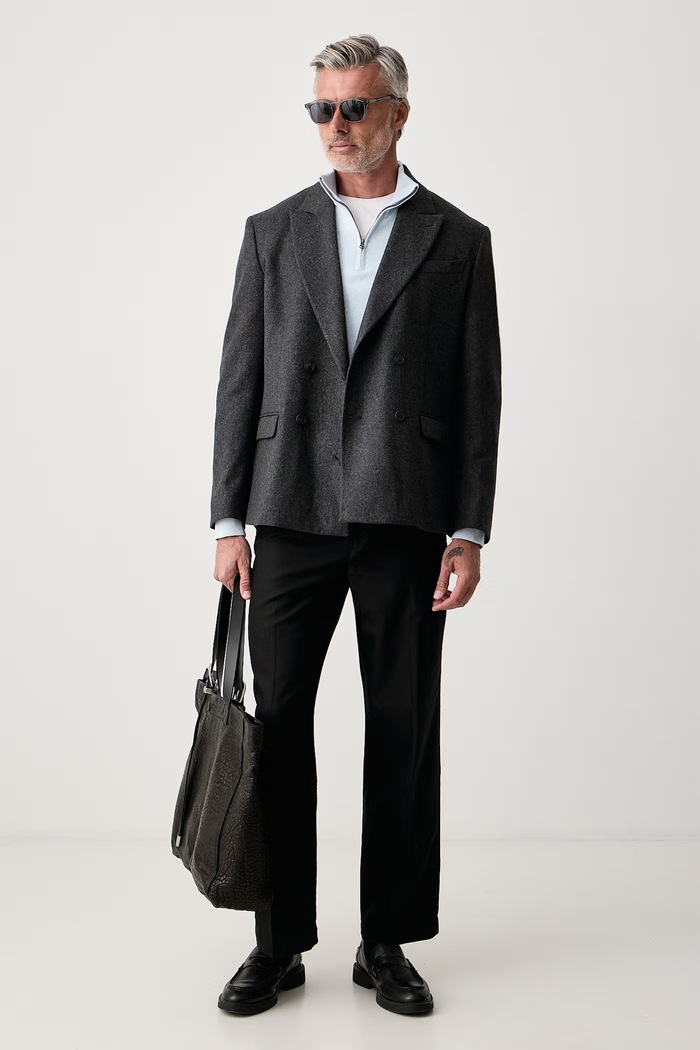 Trussardi Marynarka męska z wełną Q008M000021N szary AW26