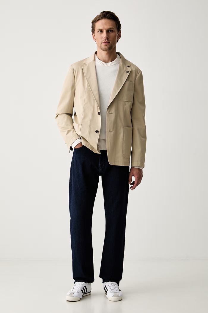 Tommy Hilfiger μονόπετο σακάκι ανδρικό βαμβακερό MW0MW43551 μπεζ AW26