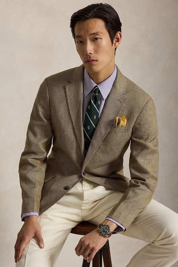 Polo Ralph Lauren suknjič moški z lanom zelena 715B19077