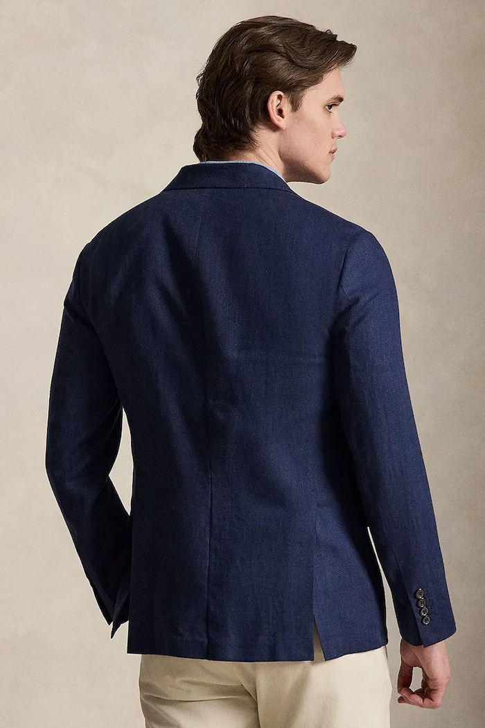 Polo Ralph Lauren suknjič moški z lanom 715B19049 mornarsko modra AW26
