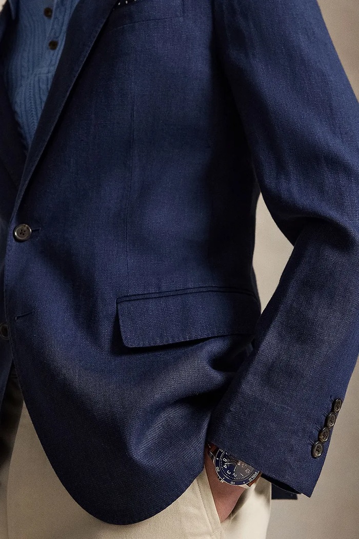 Polo Ralph Lauren suknjič moški z lanom 715B19049 mornarsko modra