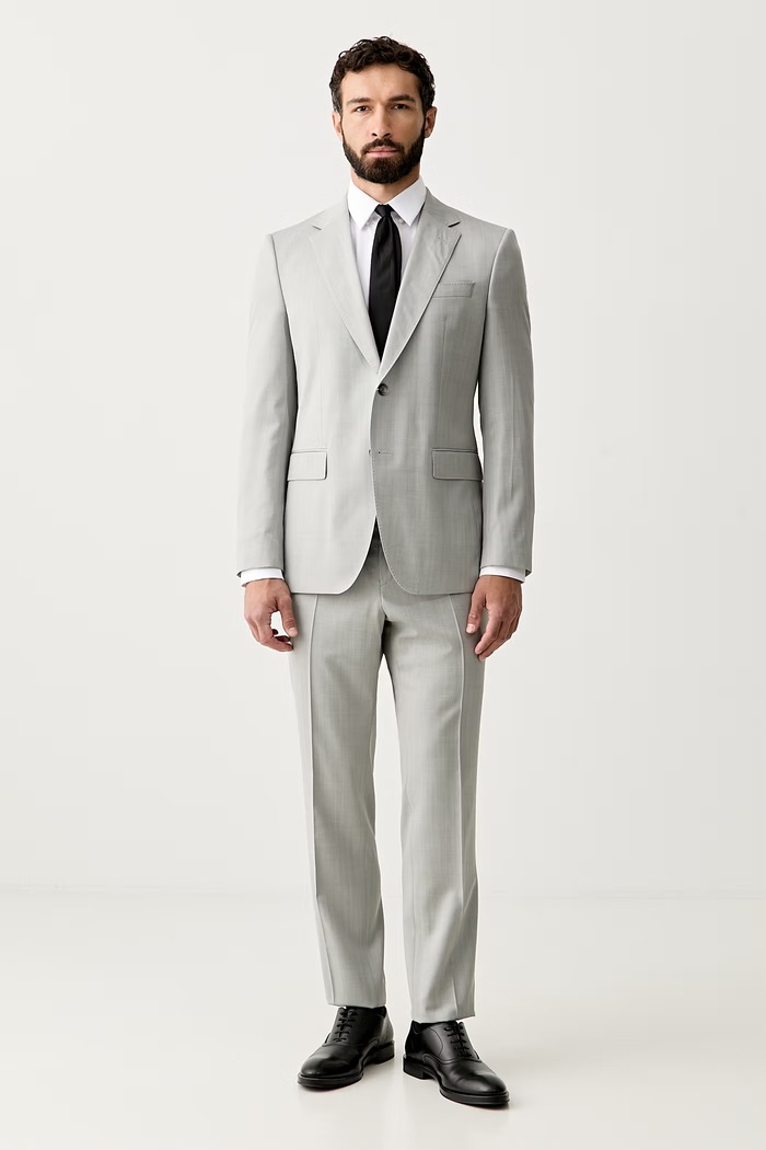 BOSS костюм от две части мъжки от вълна H-Huge-2Pcs-B1-263 сив 50566923