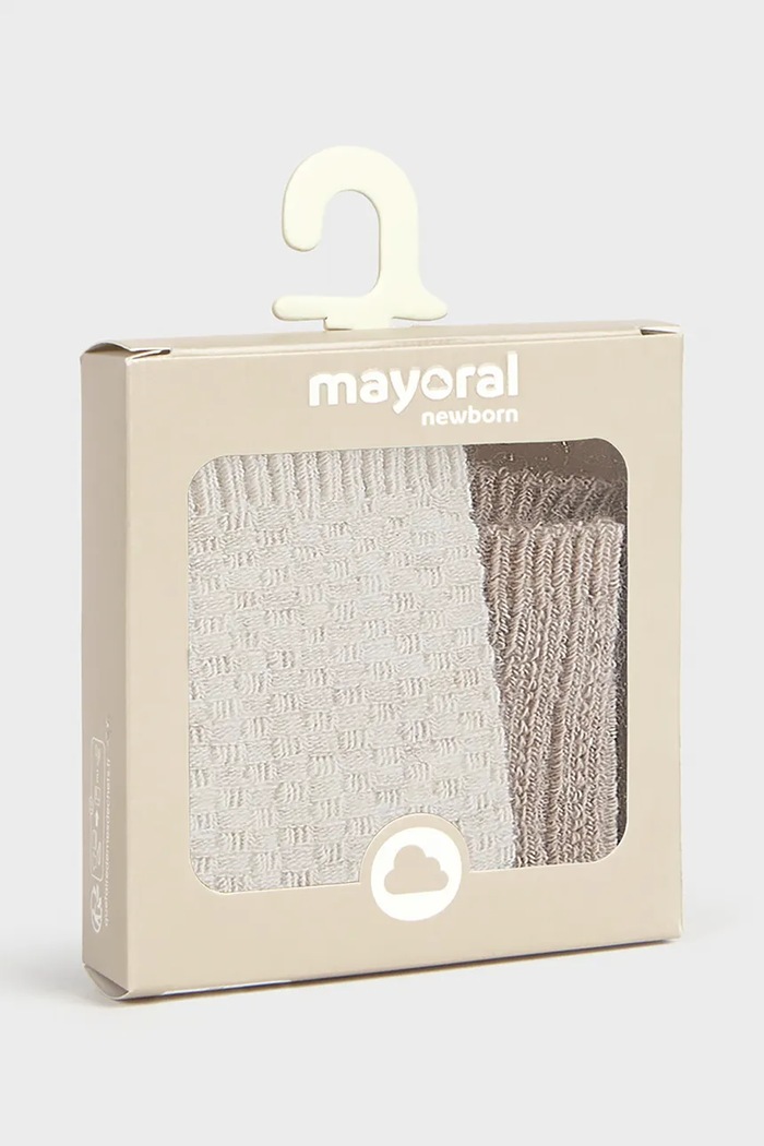 Mayoral Newborn Skarpety niemowlęce 2-pack beżowy 9109.1L.Newborn.9BY2