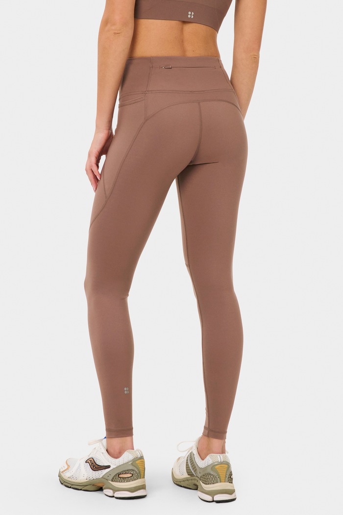 Sweaty Betty Legginsy sportowe damskie Power Workout SB5400 brązowy AW26