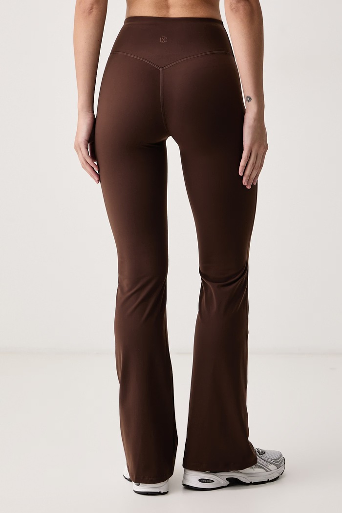 Odzież Le Privé Legginsy damskie COMFORT FLARE BRUN LP00896 brązowy