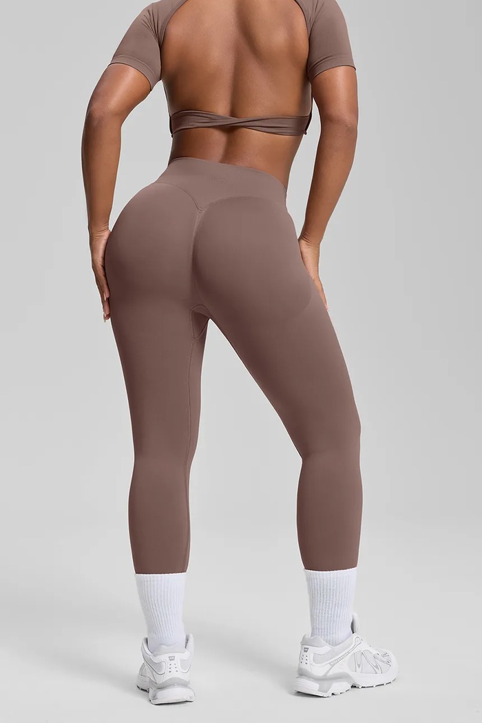 Odjeća BetterMe Tajice za jogu za žene Ultrasculpt LEG00040 smeđa