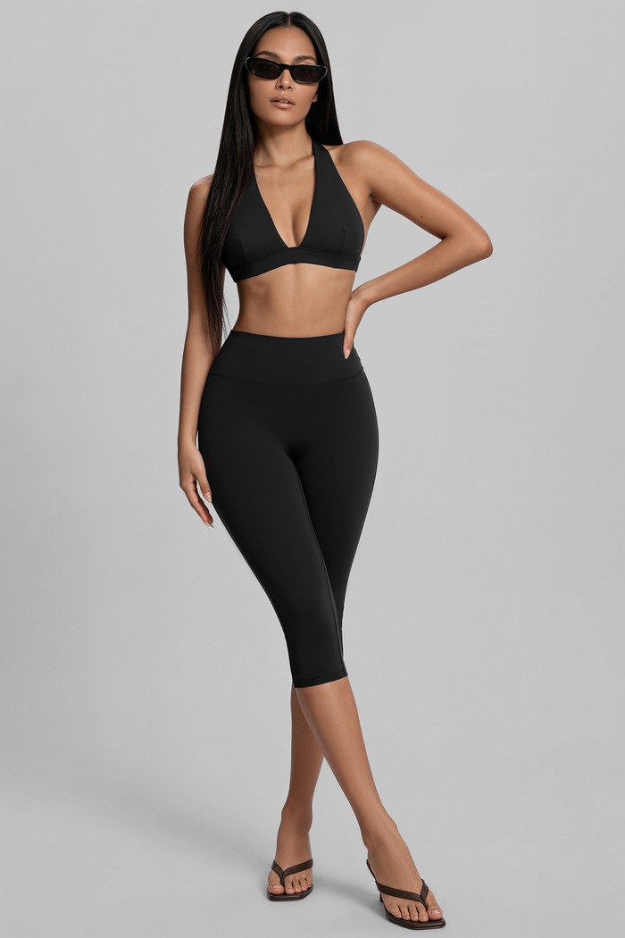 Legginsy do jogi damskie High-Waisted Sculpt Capri BetterMe czarny LEG00044