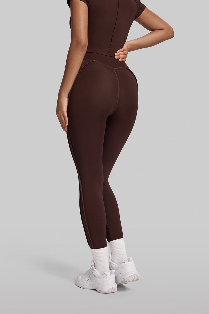 BetterMe Legginsy sportowe damskie Contour Stitch LEG00034 brązowy AW26