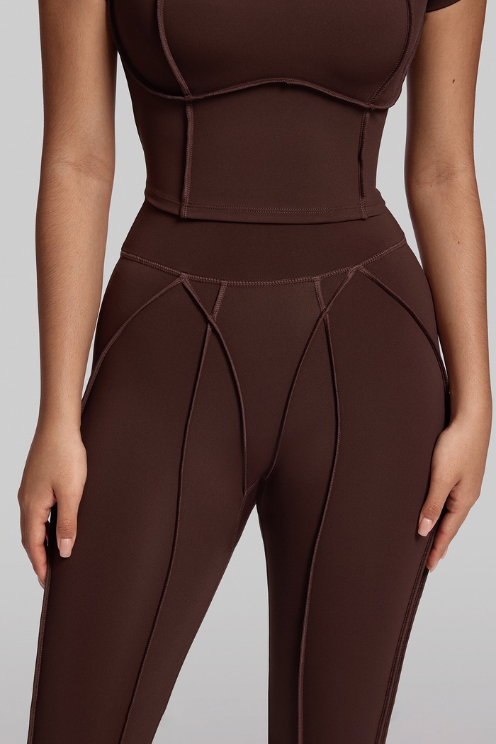 Legginsy sportowe damskie Contour Stitch BetterMe brązowy LEG00034