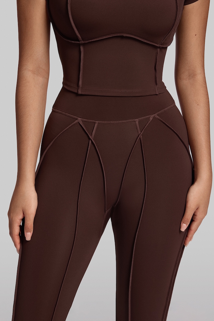 Legginsy sportowe damskie Contour Stitch BetterMe brązowy LEG00034