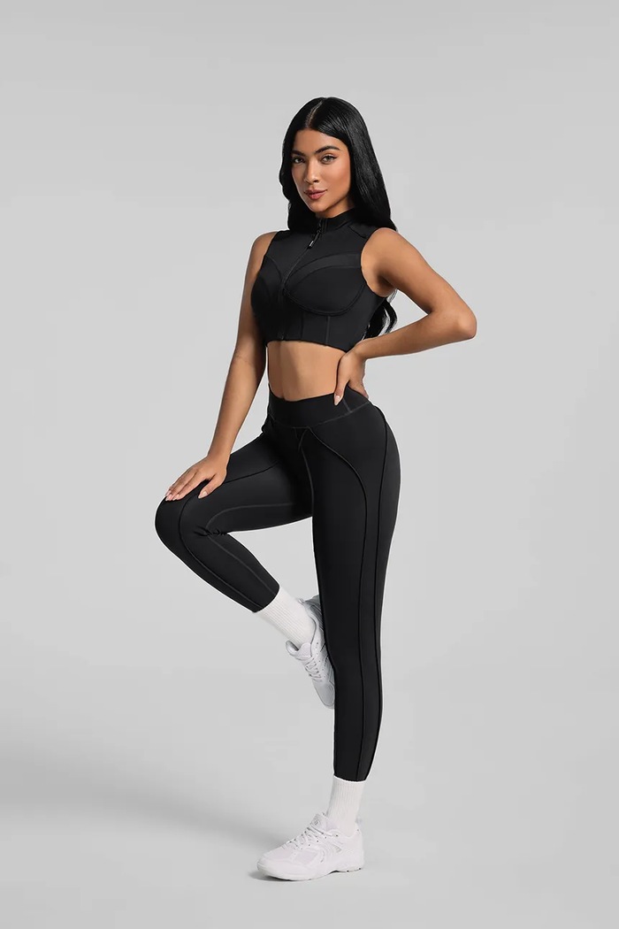 Legginsy sportowe damskie Contour Stitch BetterMe czarny LEG00034