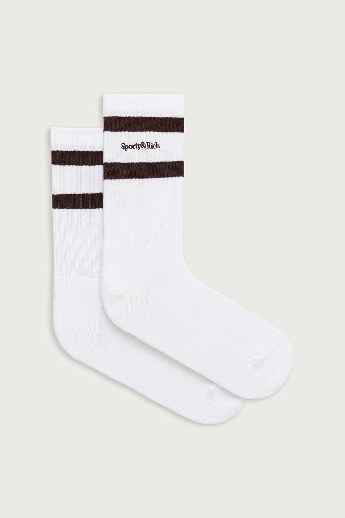 Sporty & Rich Serif Logo skarpety damskie biały AC02683300WH11