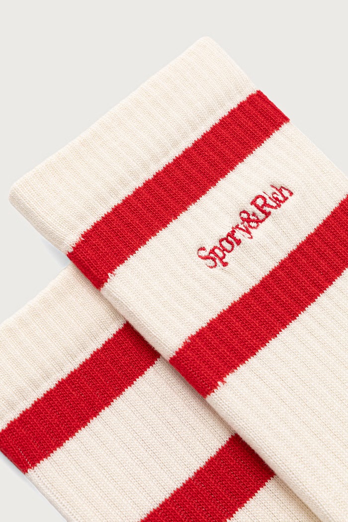 Sporty & Rich Serif Logo skarpety z bawełną damskie AC02685300WH112 beżowy AW26