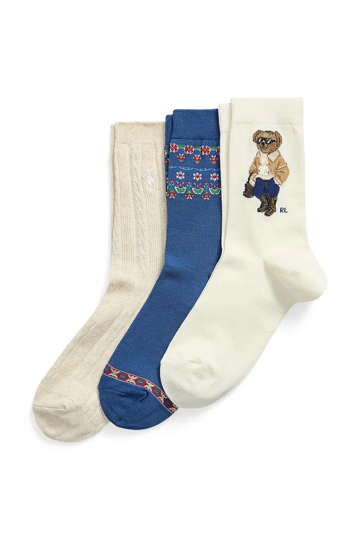 Polo Ralph Lauren Skarpety sportowe damskie 3-pack beżowy 455P18211