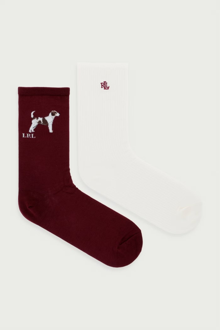 Lauren Ralph Lauren Skarpety damskie 2-pack bordowy 454P20833