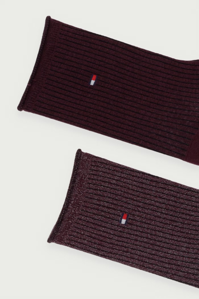 Tommy Hilfiger ponožky dámské s bavlnou 2-pack 701243423 burgundské AW26