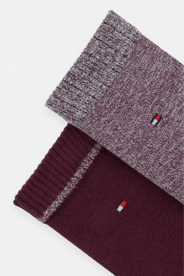 Tommy Hilfiger skarpety damskie z bawełną 2-pack 701242178 bordowy AW26