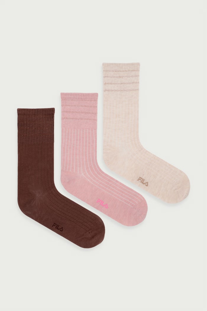 Fila Skarpety damskie bawełniane 3-pack beżowy F6448