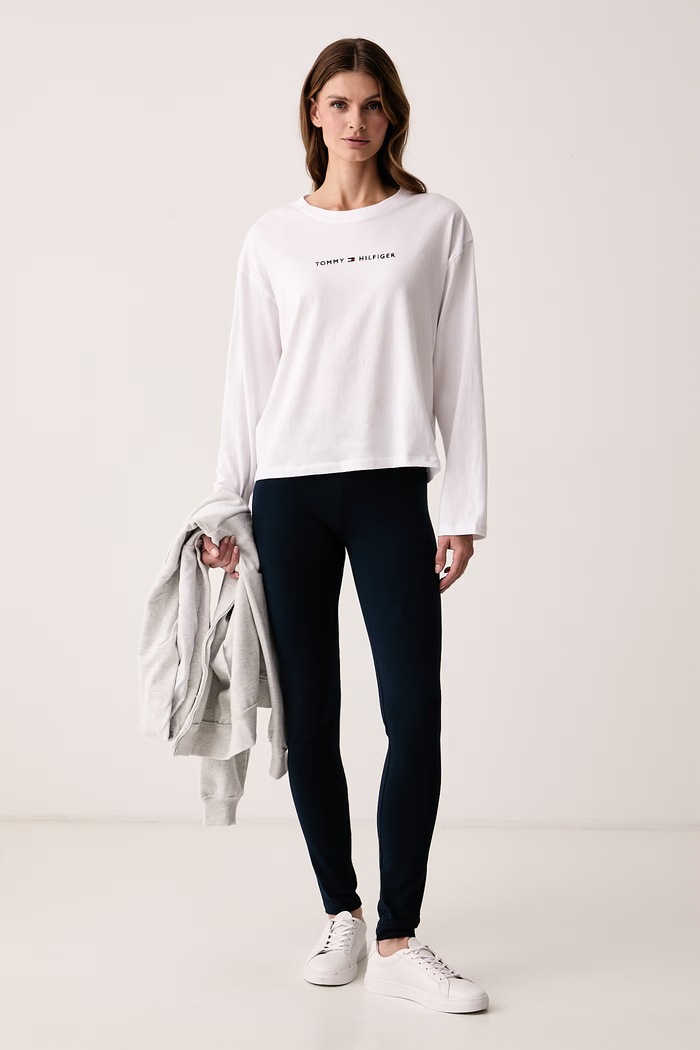 Tommy Hilfiger Legíny dámske s bavlnou UW0UW06618 tmavomodrá AW26
