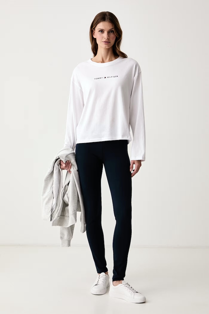 Tommy Hilfiger Legíny dámske s bavlnou UW0UW06618 tmavomodrá AW26