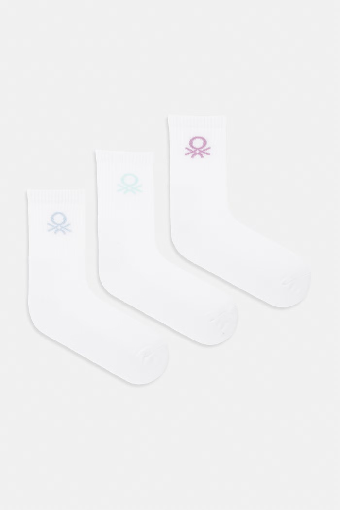 United Colors of Benetton Ponožky dámské s bavlnou 3-pack bílá 6GB9V700A