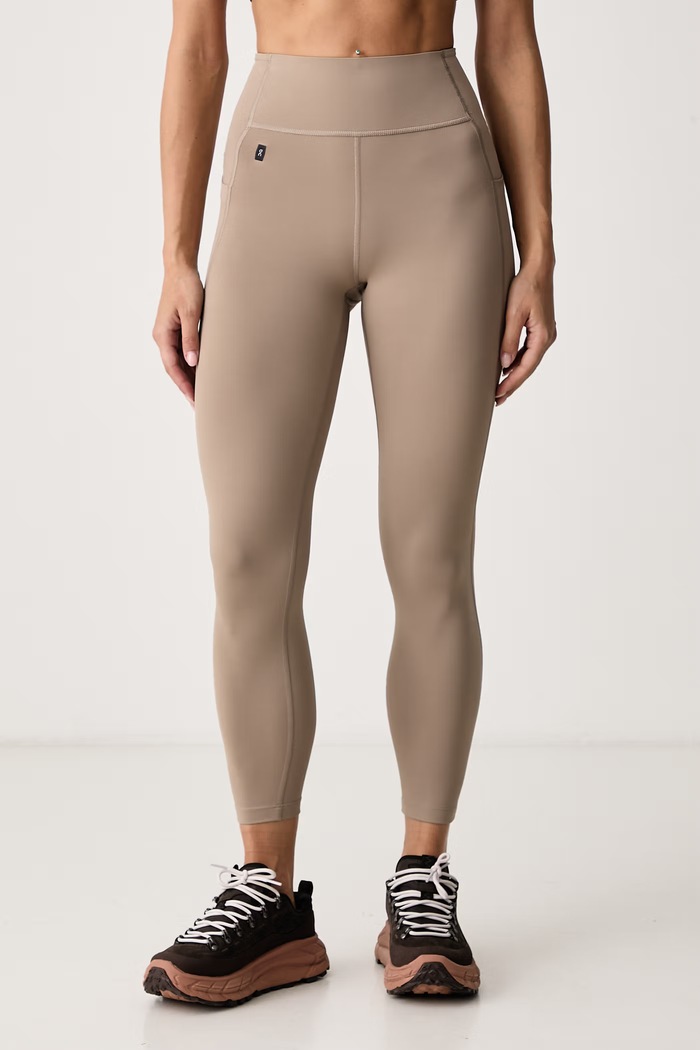 On Legginsy sportowe damskie brązowy 1WG30255013