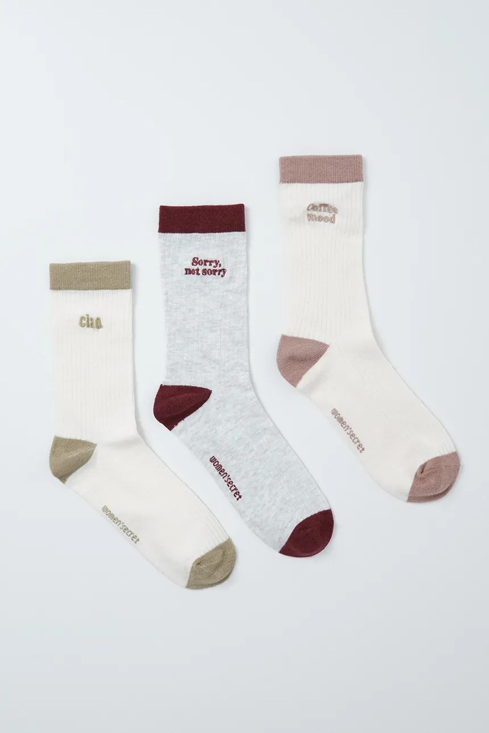 women'secret Skarpety damskie z bawełną 3-pack multicolor 4484865