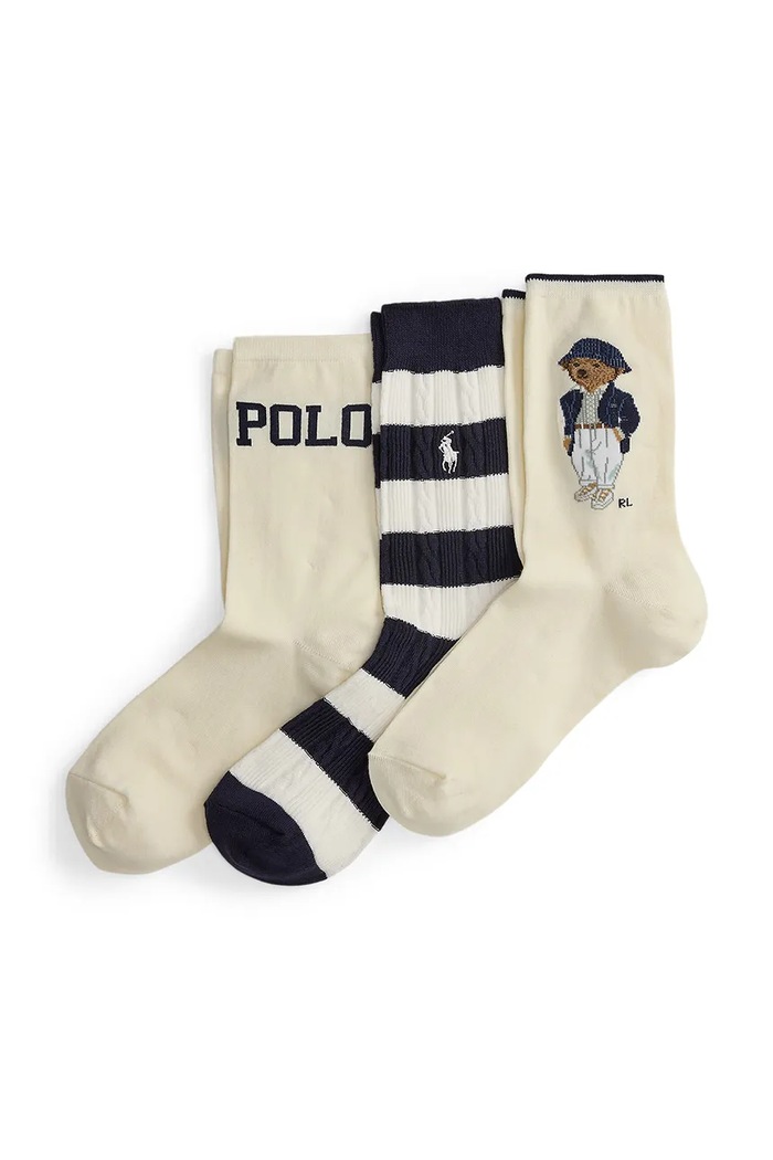 Polo Ralph Lauren Skarpety damskie z bawełną 3-pack beżowy 455P18194