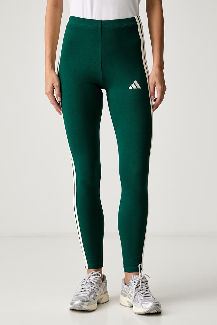 adidas legginsy damskie z bawełną Essentials zielony KZ2074