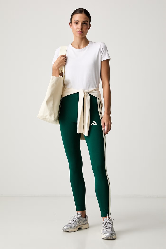 adidas legginsy damskie z bawełną Essentials KZ2074 zielony AW26