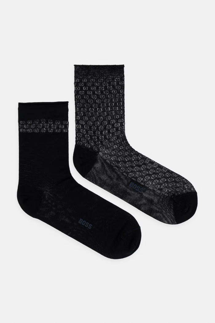 BOSS șosete pentru femei cu bumbac 2P QS DropFleur MC W pachet de 2 negru 50566701