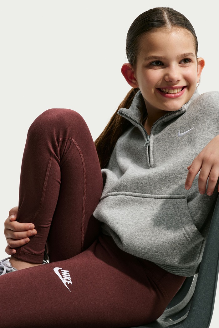 Legginsy dziecięce z bawełną Nike Sportswear Classic Nike bordowy FZ5583