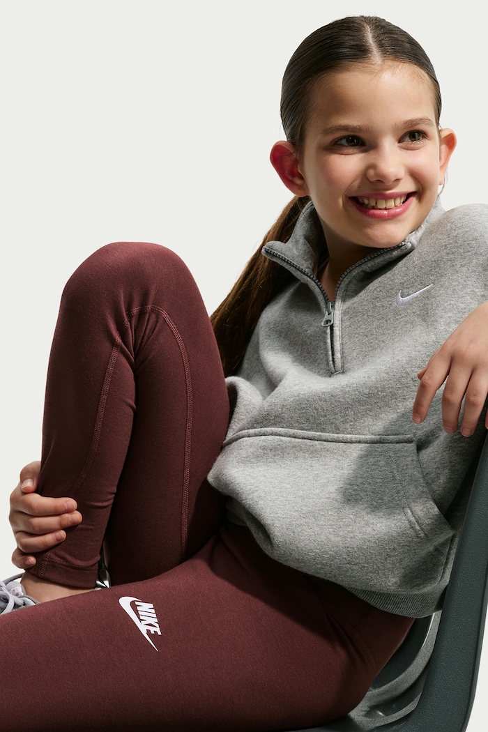 Legginsy dziecięce z bawełną Nike Sportswear Classic Nike bordowy FZ5583
