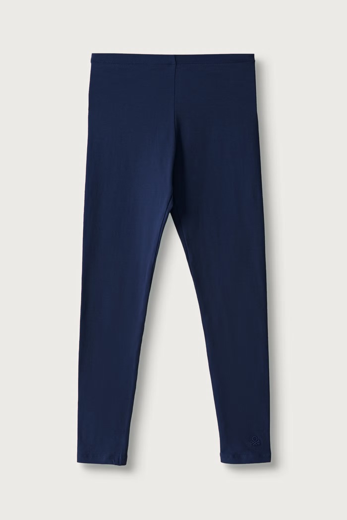 United Colors of Benetton Legginsy dziecięce bawełniane z elastanem granatowy 3MT1CF02G.G.Continuativ