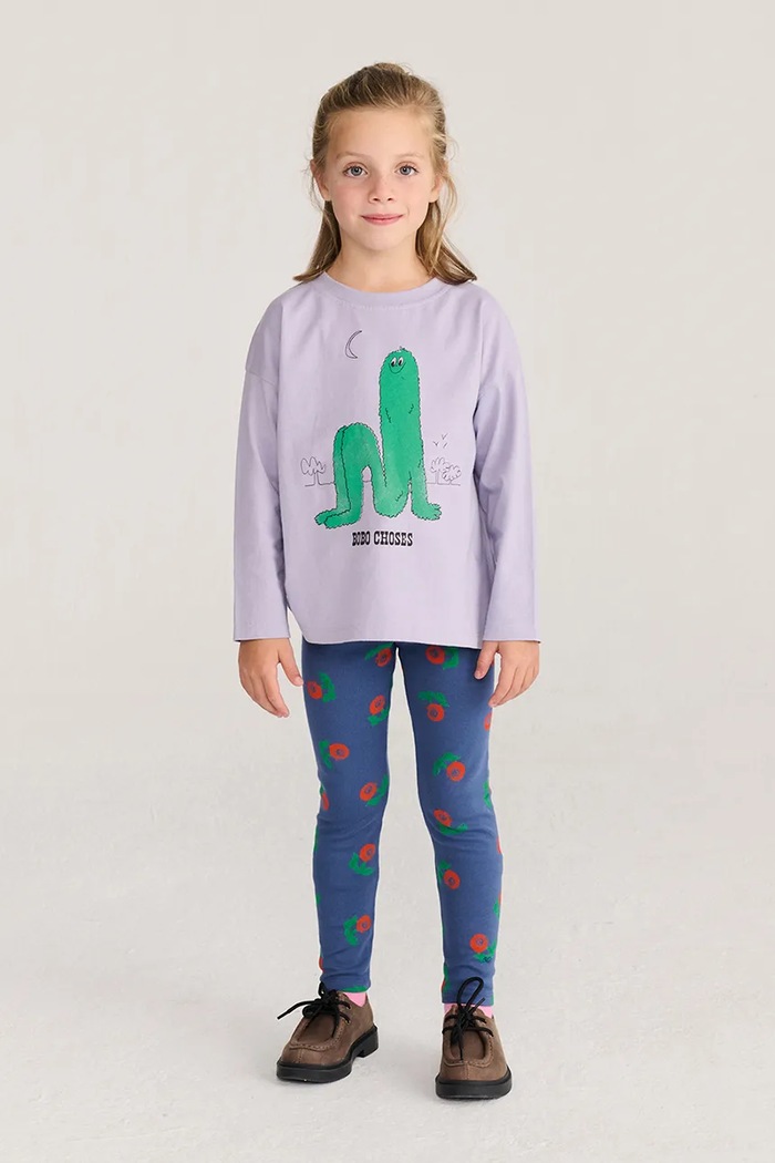 Bobo Choses Legíny detské bavlnené s elastanom Stamp Bloom tmavomodrá 226AC052