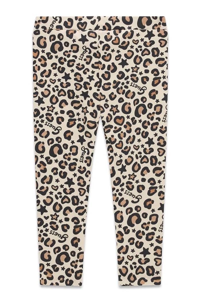 Guess Legginsy dziecięce bawełniane z elastanem K6BB04.K5888.9BY2 beżowy AW26