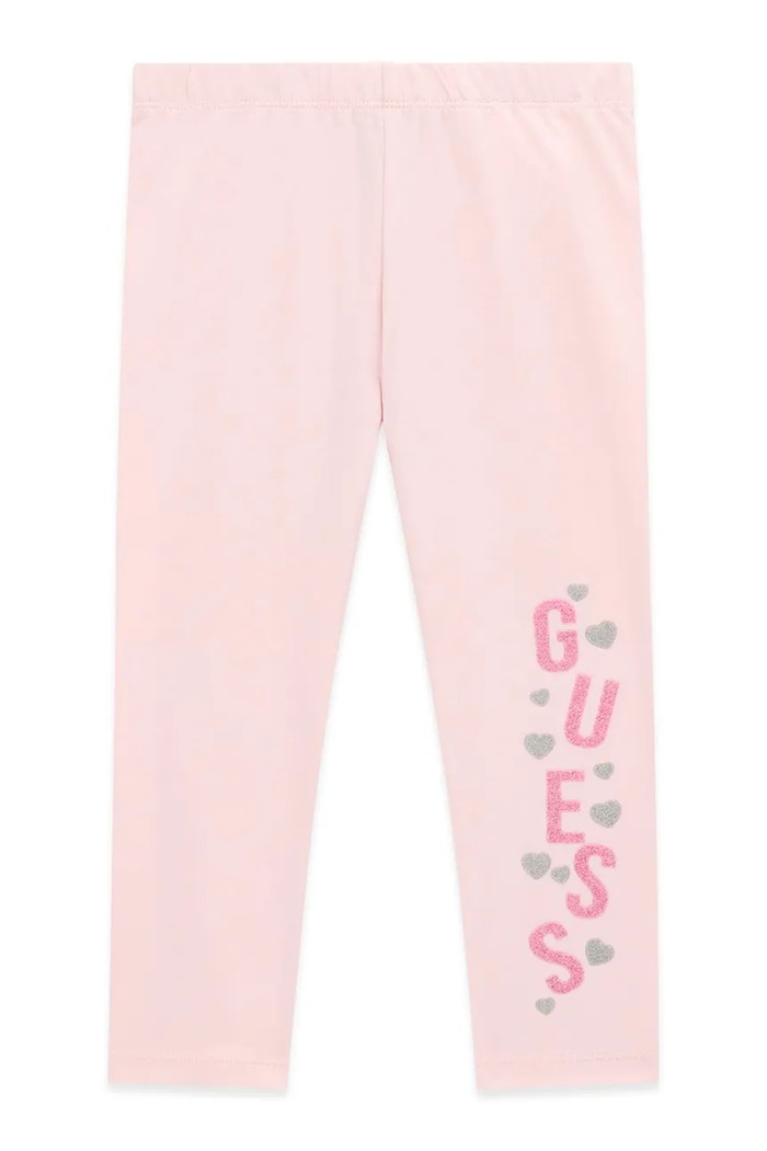 Guess Legginsy dziecięce bawełniane z elastanem różowy K6BB02.K5884.9BY2