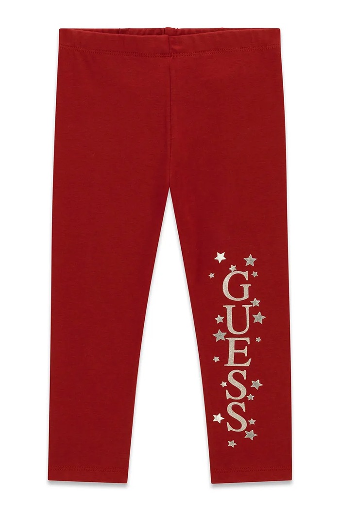 Guess Legginsy dziecięce bawełniane z elastanem bordowy K6BB02.K5884.9BY2