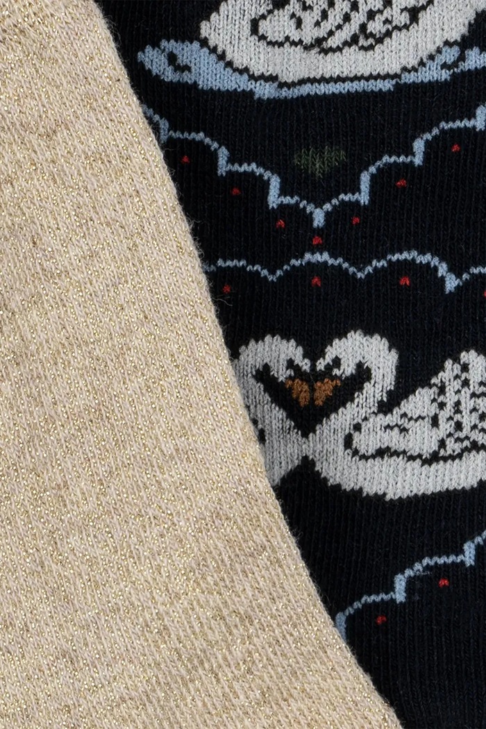 Konges Sløjd skarpety dziecięce 2 PACK JACQUARD SWAN SOCKS KS107620.9BY2 granatowy AW26