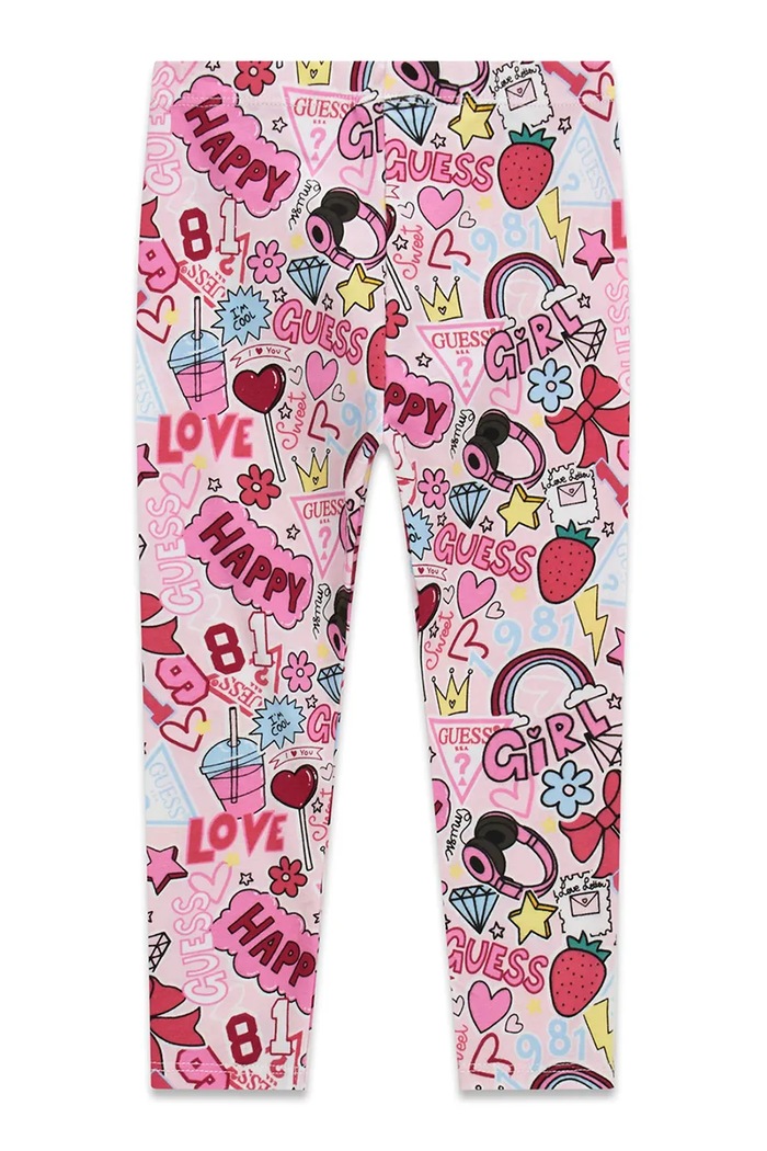 Guess legginsy dziecięce z bawełną K6YB07.K3846.9BY2 różowy AW26